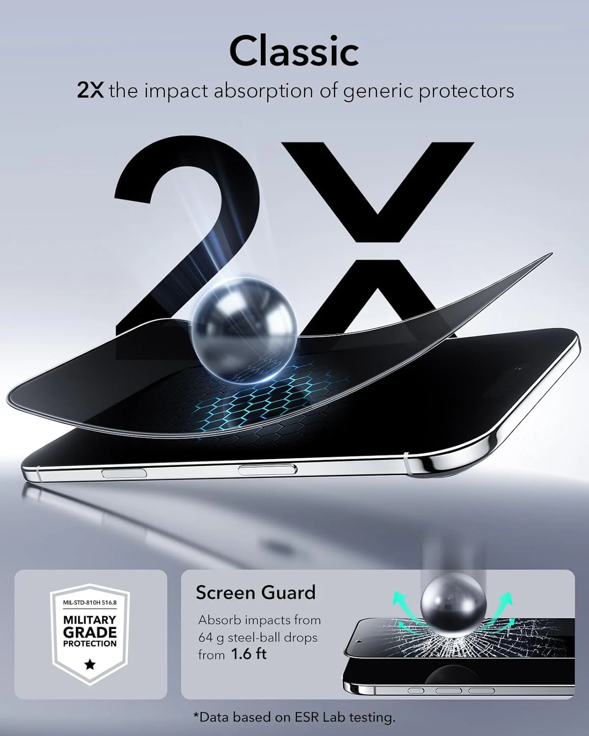 ESR Black Shatterproof Military Grade Screen Protector for iPhone Air NEW - Image 6