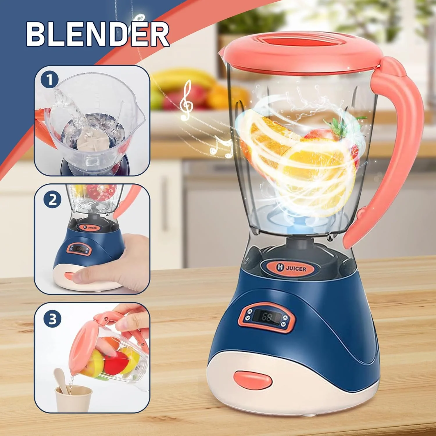Blue Kids & White Kitchen Playset with Coffee Machine Toaster Blender Mixer NEW - Image 7