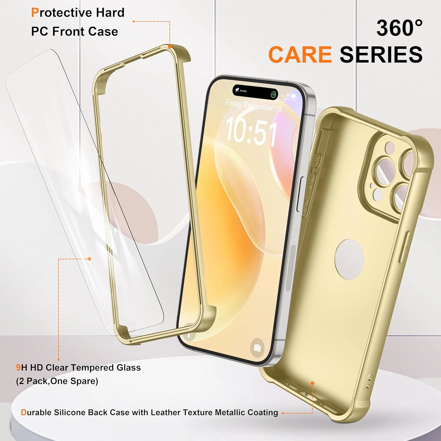 ORETECH Phone Case with Tempered Glass Screen Protector for iPhone 15 Pro NEW - Image 4