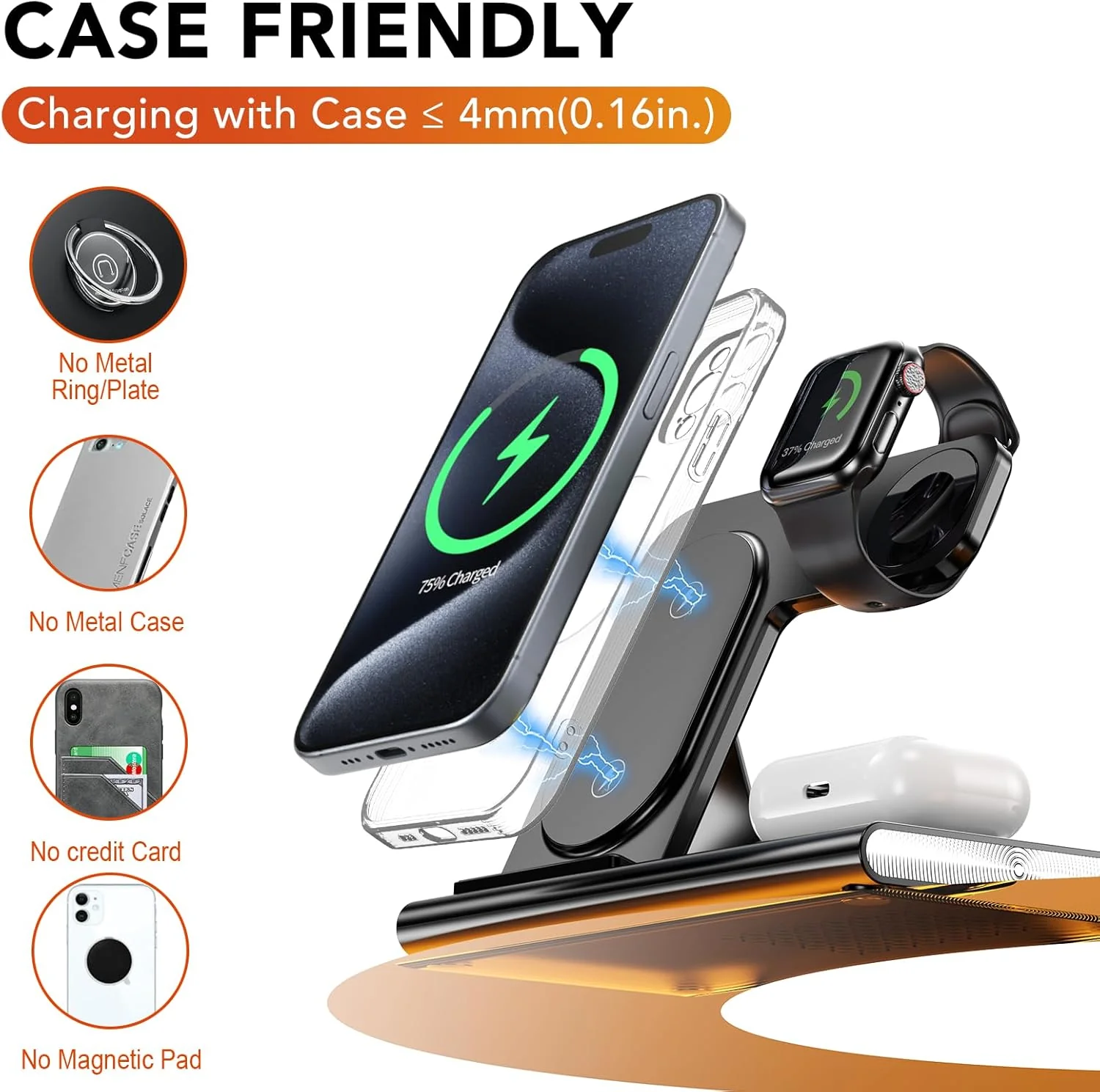 3-in-1 Foldable Fast Wireless Charging Station for iPhone Android Devices NEW - Image 5
