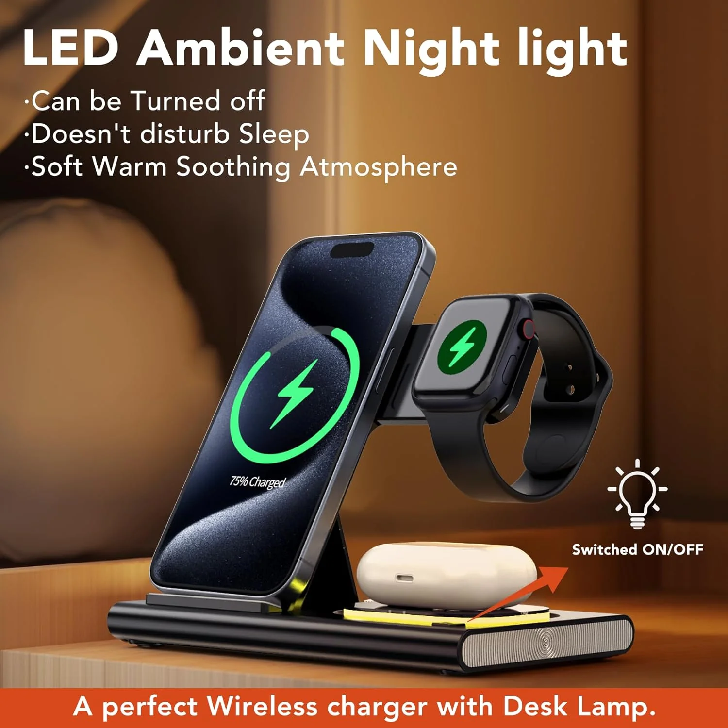 3-in-1 Foldable Fast Wireless Charging Station for iPhone Android Devices NEW - Image 6
