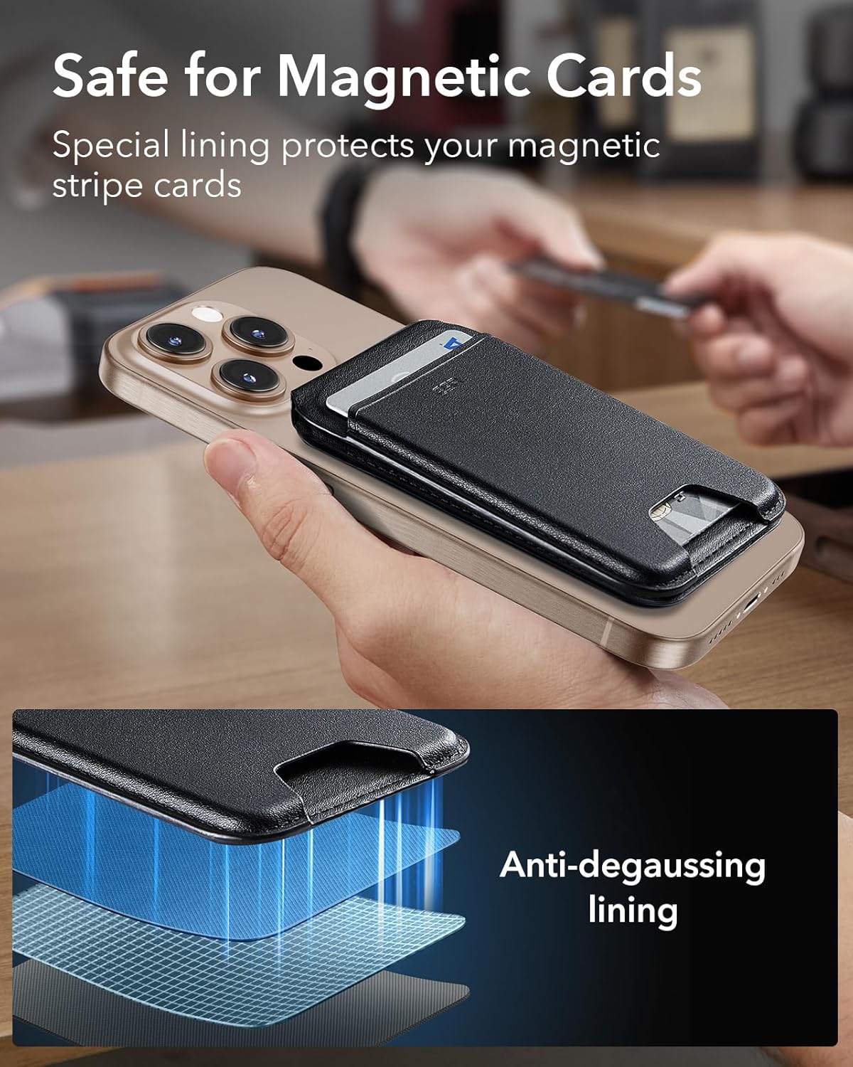 ESR Slim Magnetic Adhesive Card Holder with RFID Blocking Black-5 Cards NEW - Image 6