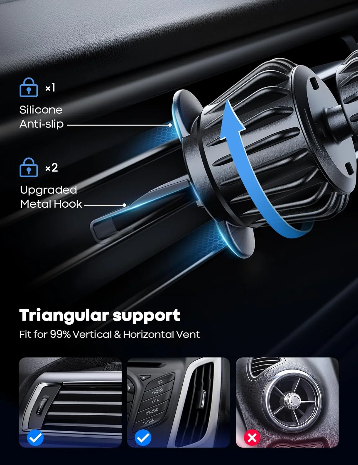 Lamicall Magnetic Dash-Mounted Holders Car Phone Holder with Vent Black NEW - Image 5