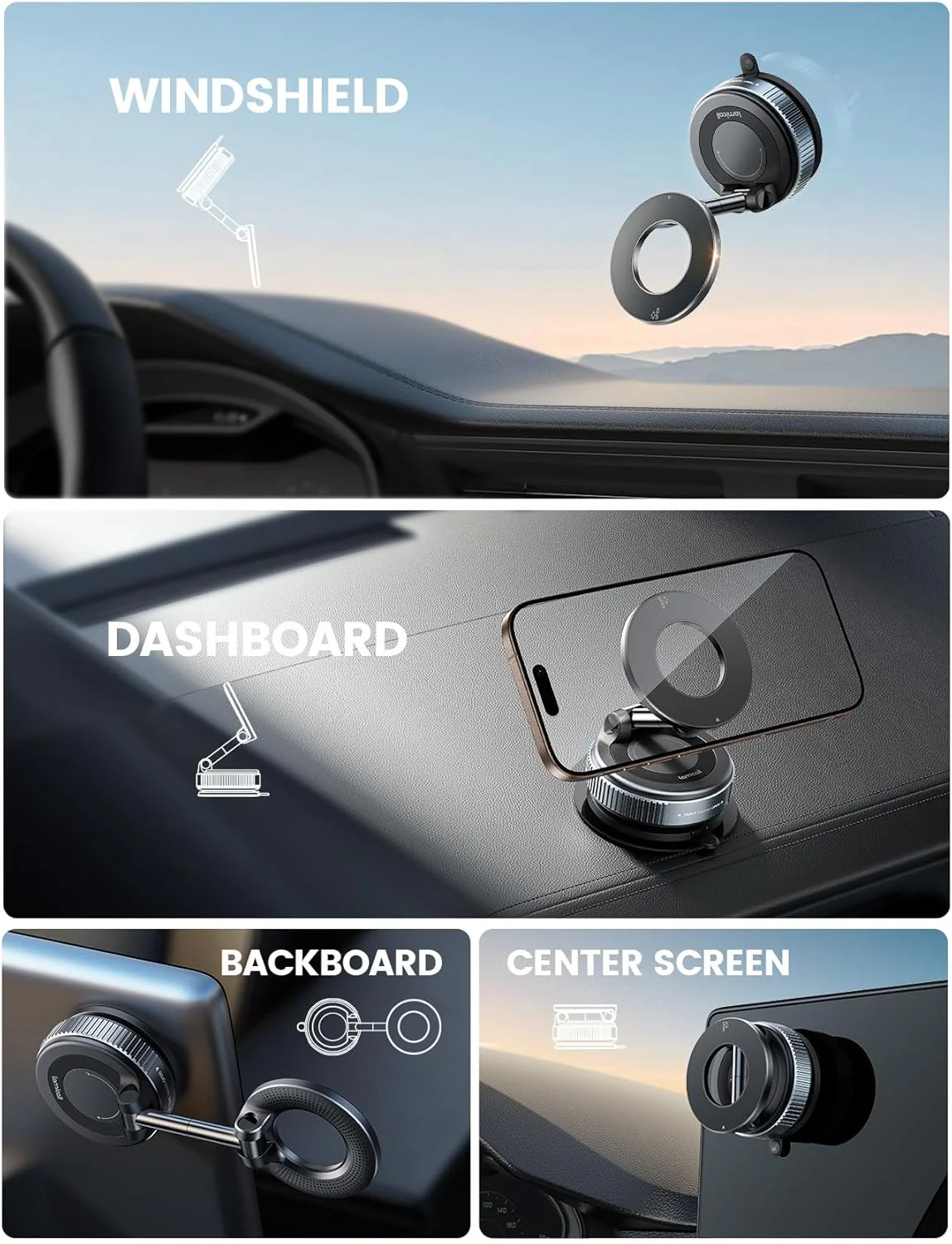 Lamicall Strongest Dash-Mounted Holders Suction Magnetic Dash Mount Holder NEW - Image 2