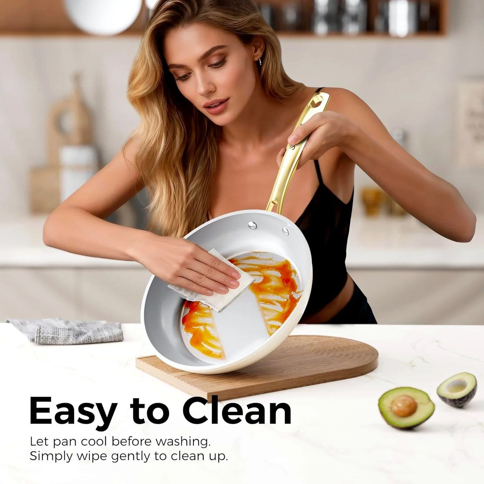 Sanho 3 Piece Nonstick Frying Pan Diamond-Titanium Ceramic Coating NEW - Image 4