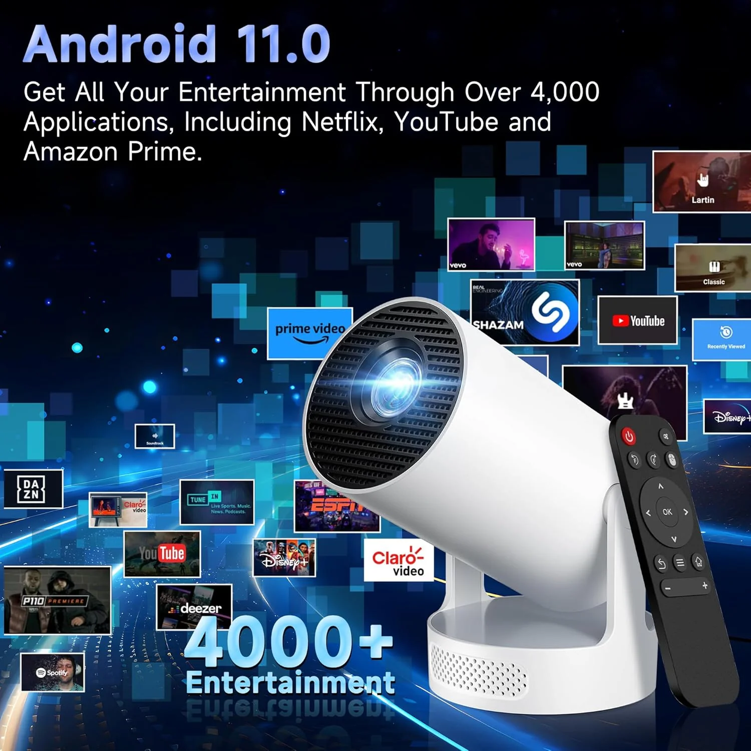 Portable 1080P/4K Projectors HD Projector with Electronic Focus - White - Image 7