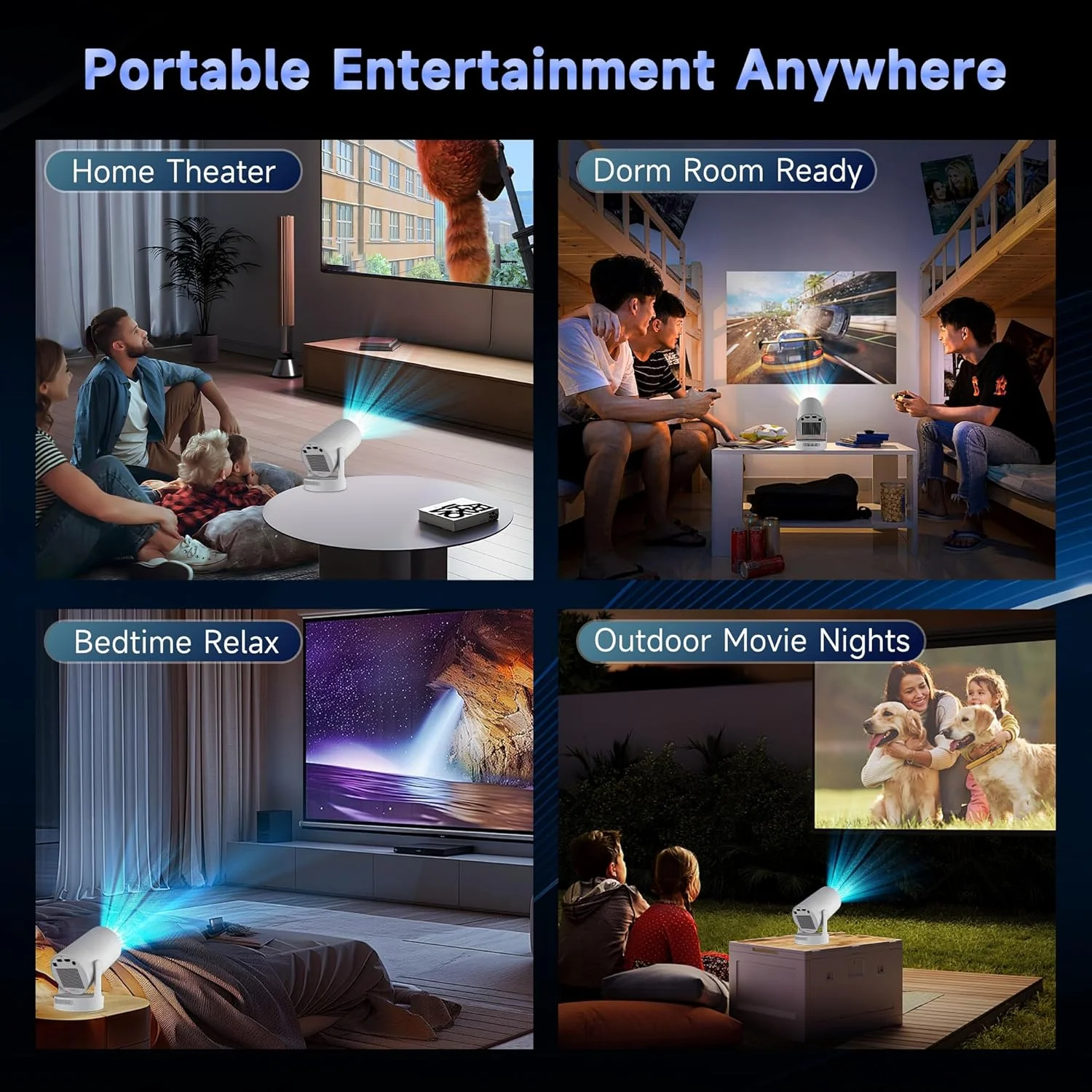Portable 1080P/4K Projectors HD Projector with Electronic Focus - White - Image 9