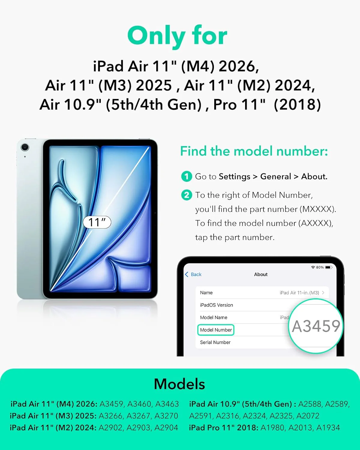 ESR Sky Blue Protective Folio Cover for iPad Air 11" Tablet Case M3/M2/Air NEW - Image 2