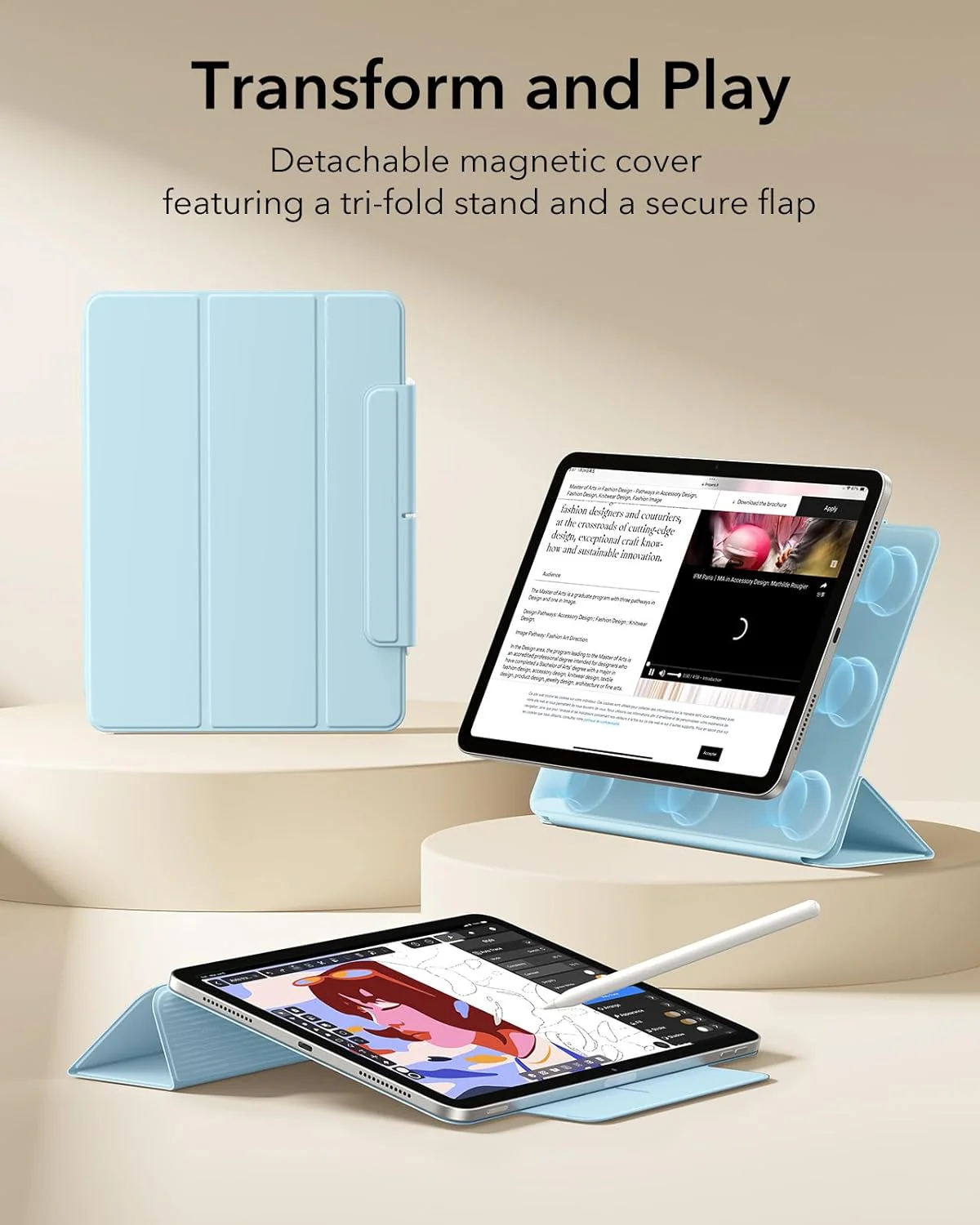 ESR Sky Blue Protective Folio Cover for iPad Air 11" Tablet Case M3/M2/Air NEW - Image 3