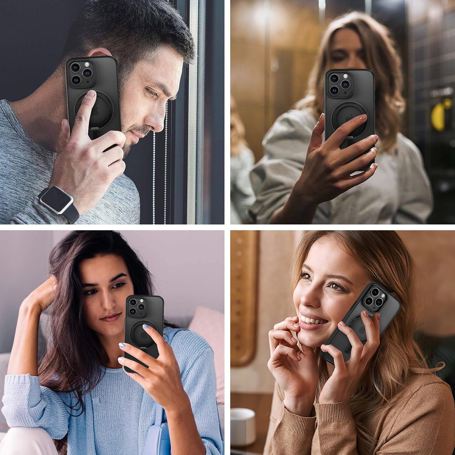 Magnetic 360° Rotating Phone Case for Apple iPhone 14 Pro, Black Size NEW - Image 8