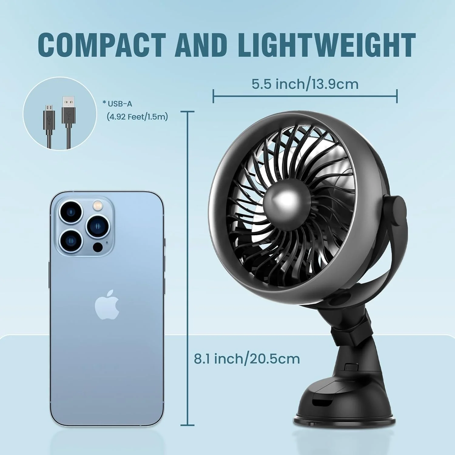 Portable Black USB Fans USB Desk Fan, Compact 10x6x4cm Cooler for Home NEW - Image 3