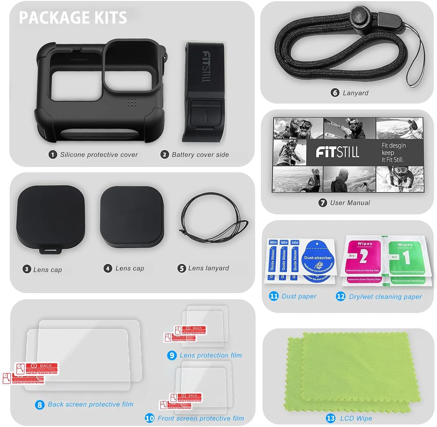 FiTSTILL Silicone Sleeve Case for GoPro Hero12/11/10/9 Black - Durable DEMO - Image 6