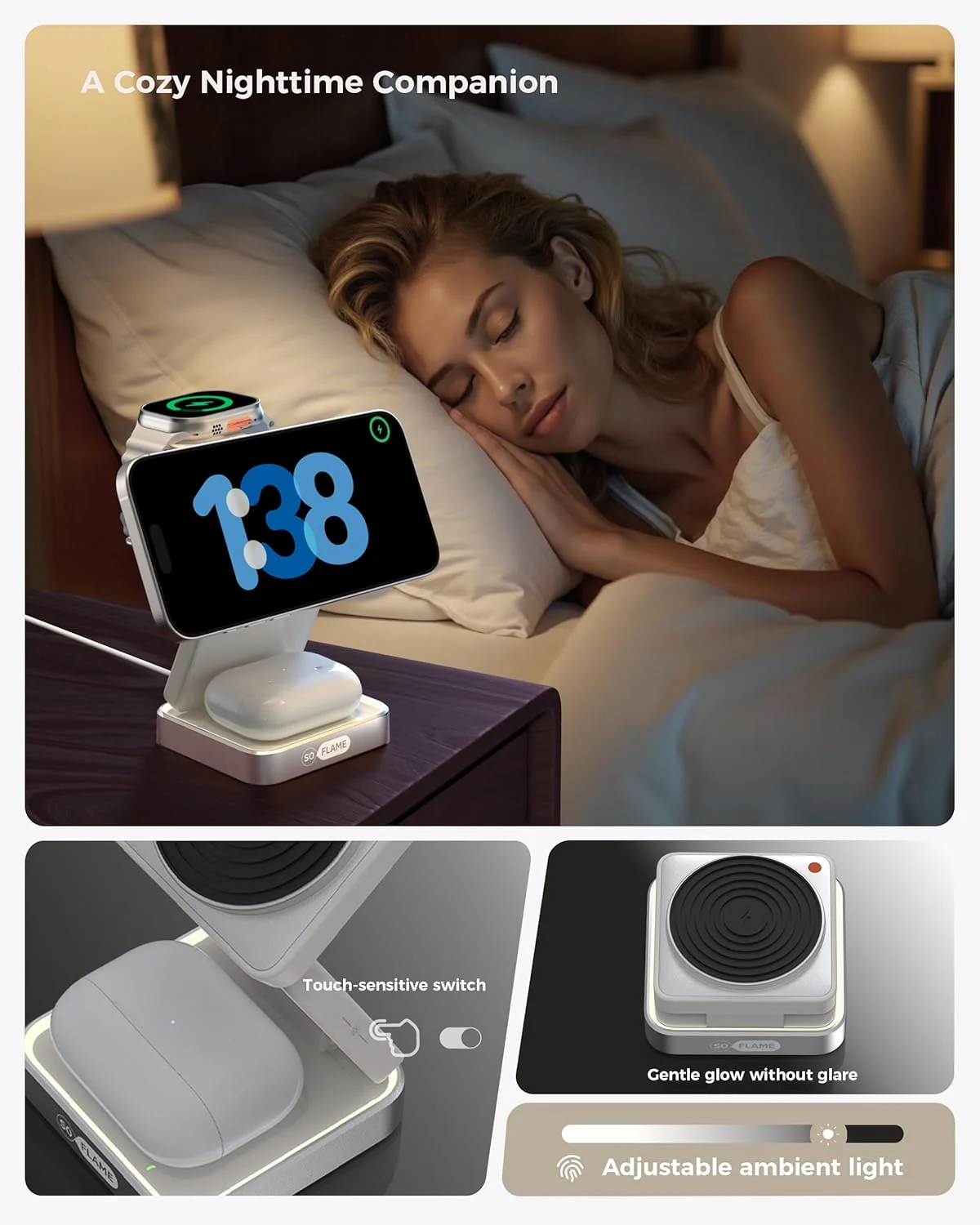 SOFLAME 3-in-1 Magnetic Wireless Charging Station for iPhone, AirPods & DEMO - Image 5