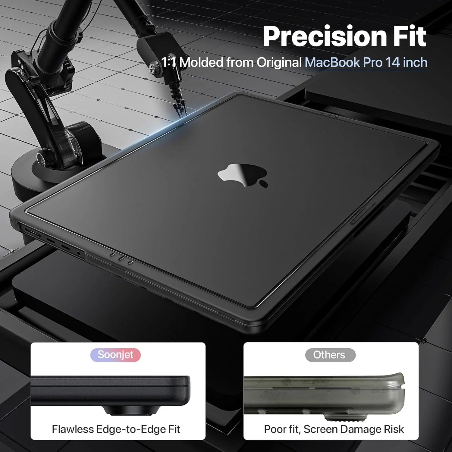 Soonjet Black Hard Shell Case for 14 Inch MacBook Pro Laptop Cover DEMO - Image 4