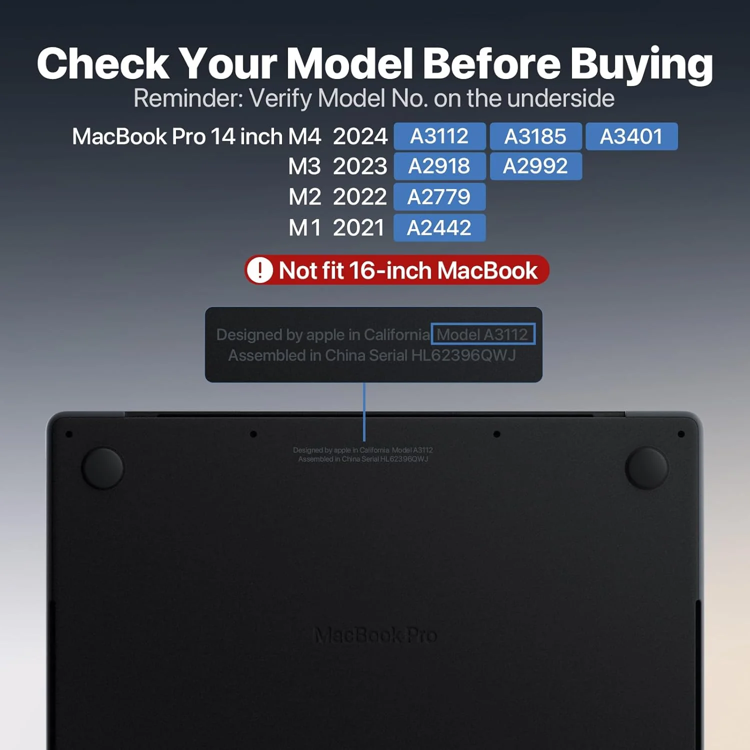 Soonjet Black Hard Shell Case for 14 Inch MacBook Pro Laptop Cover DEMO - Image 7