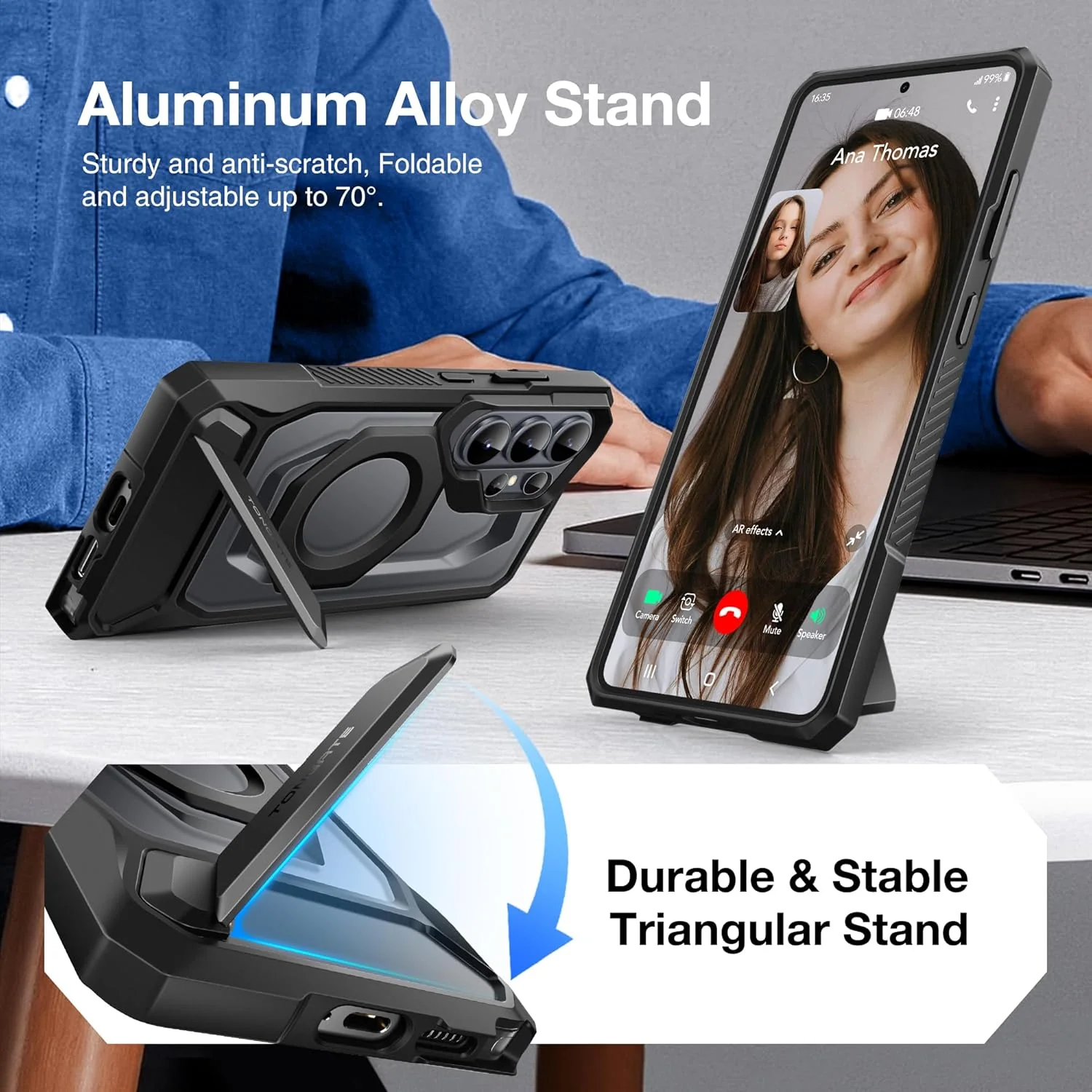 Tongate Magnetic Phone Case with Aluminum Alloy Kickstand for Galaxy S26 NEW - Image 3