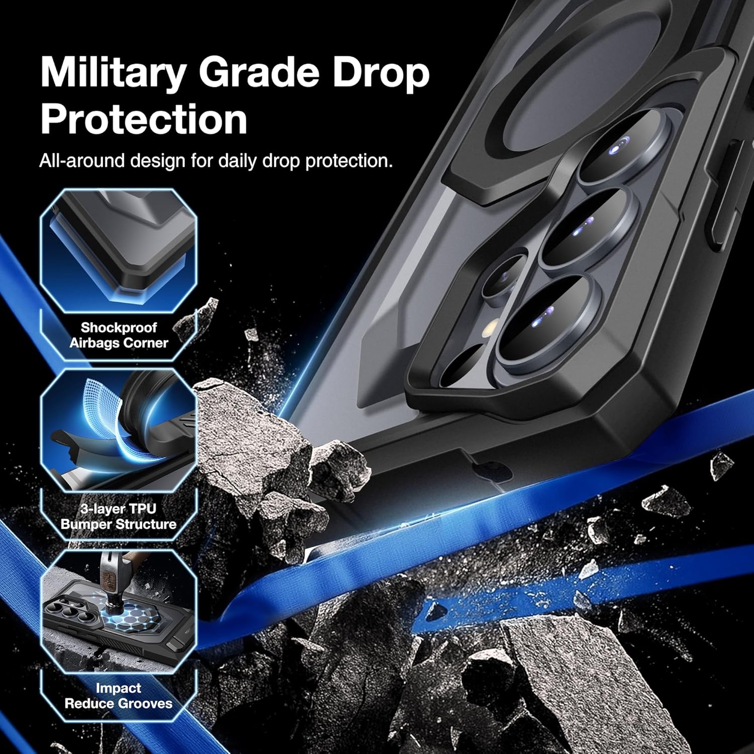 Tongate Magnetic Phone Case with Aluminum Alloy Kickstand for Galaxy S26 NEW - Image 5