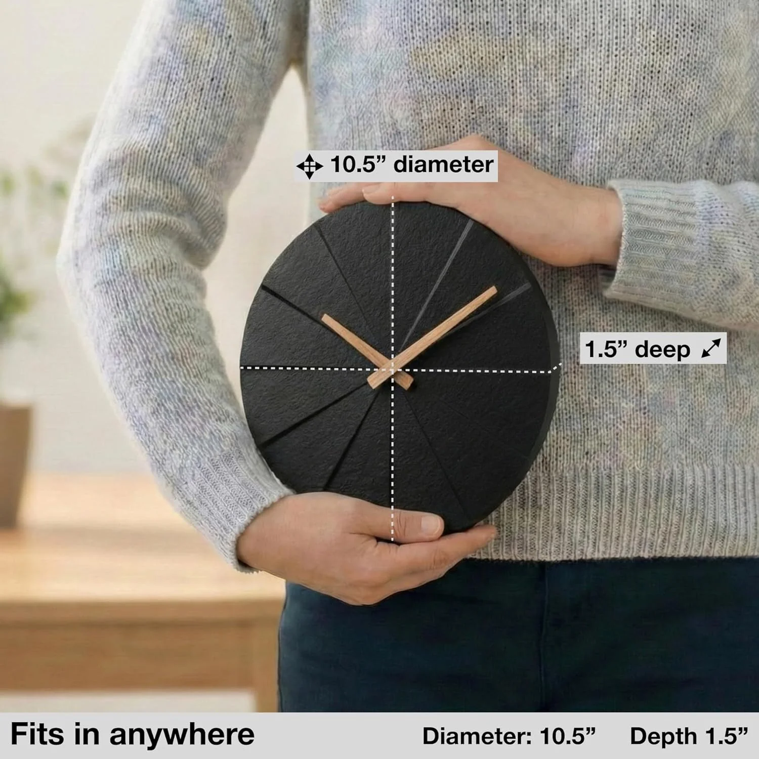 Driini Frameless Concrete Wall Clock Modern Minimalist Home Decor 10.5 DEMO - Image 2