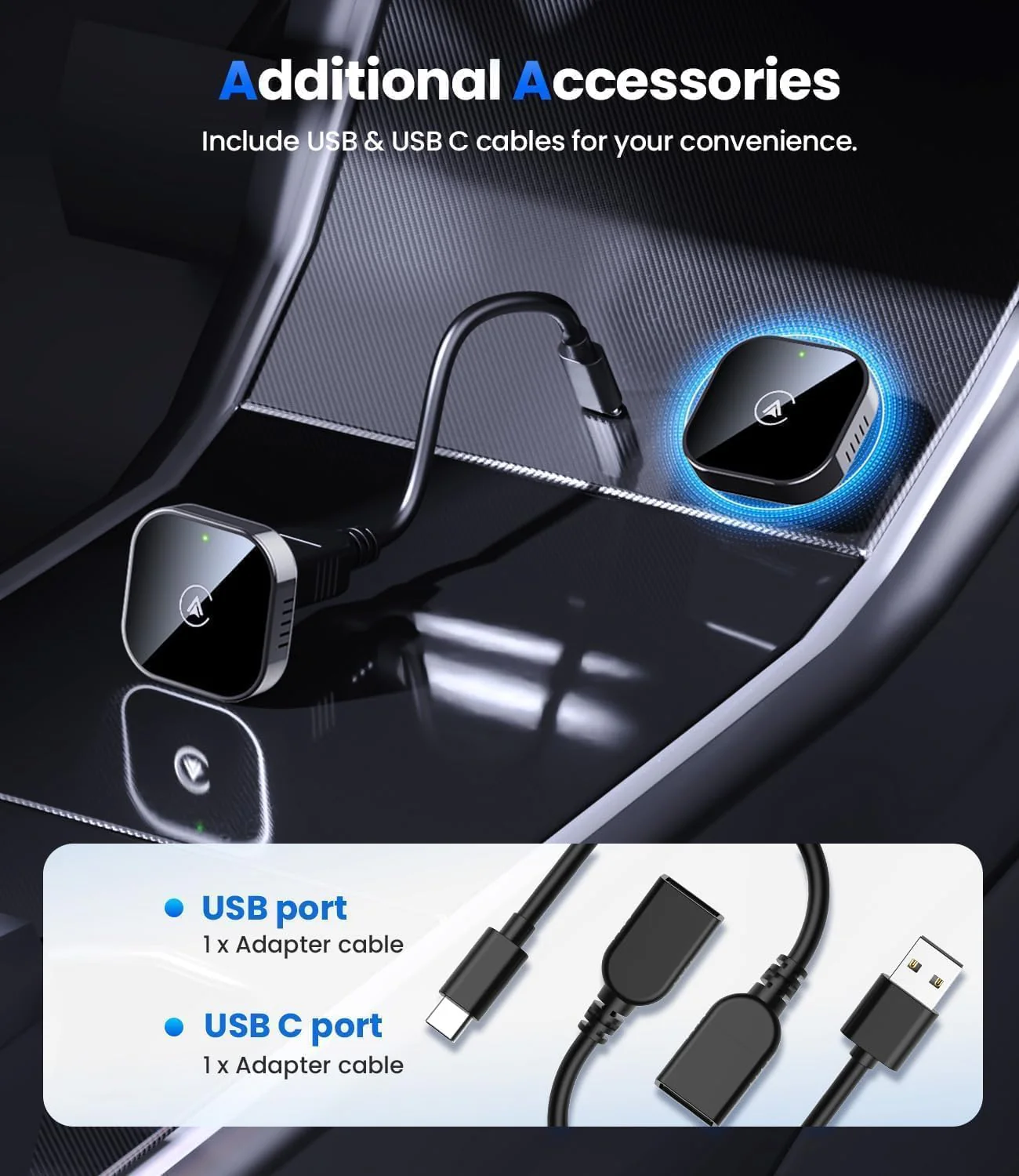 2-in-1 Mini Wireless CarPlay & Android Auto Input Adapter - Black, DEMO - Image 9