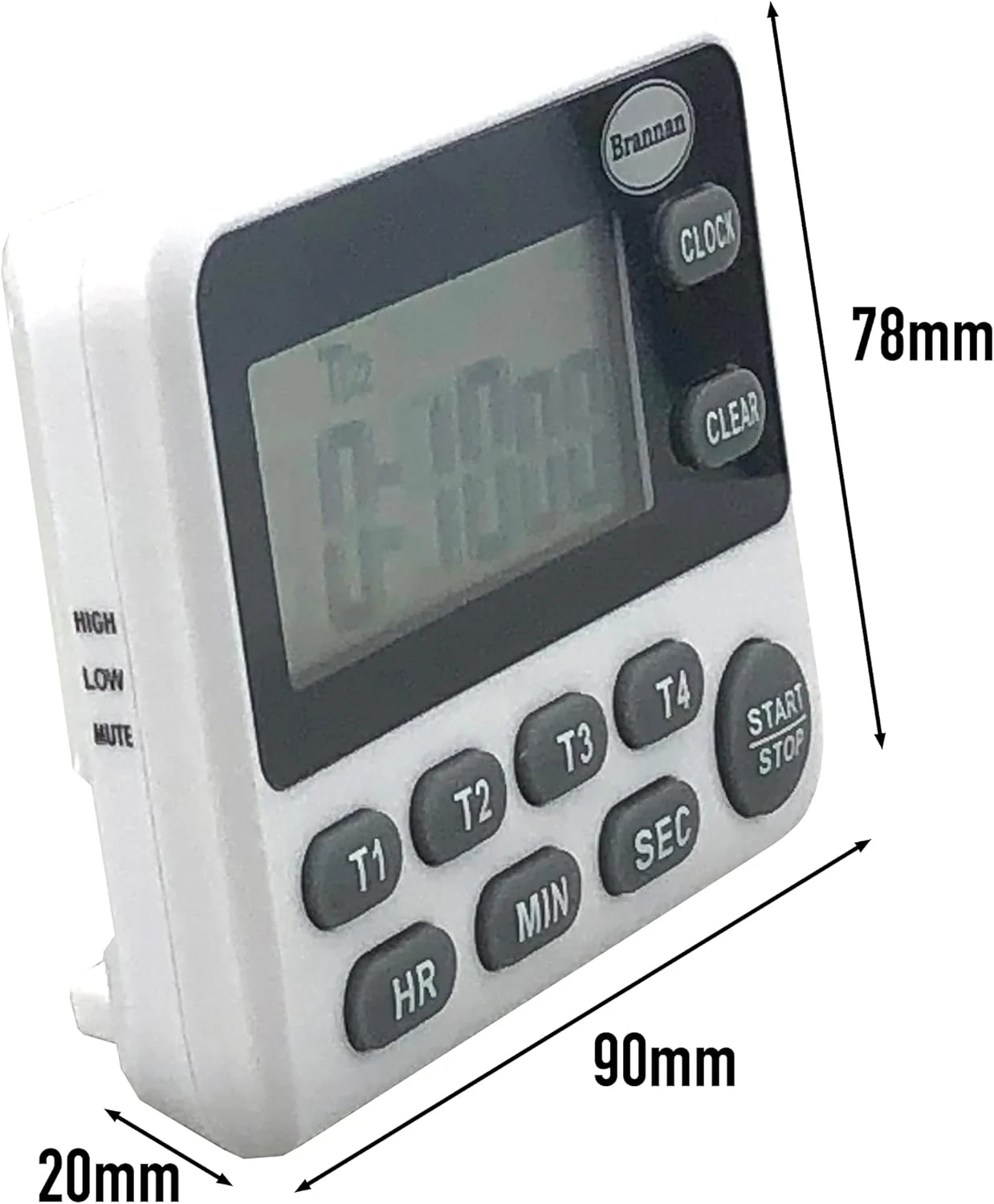 Brannan Digital Kitchen Timer White and Grey Countdown for Cooking Baking NEW - Image 3