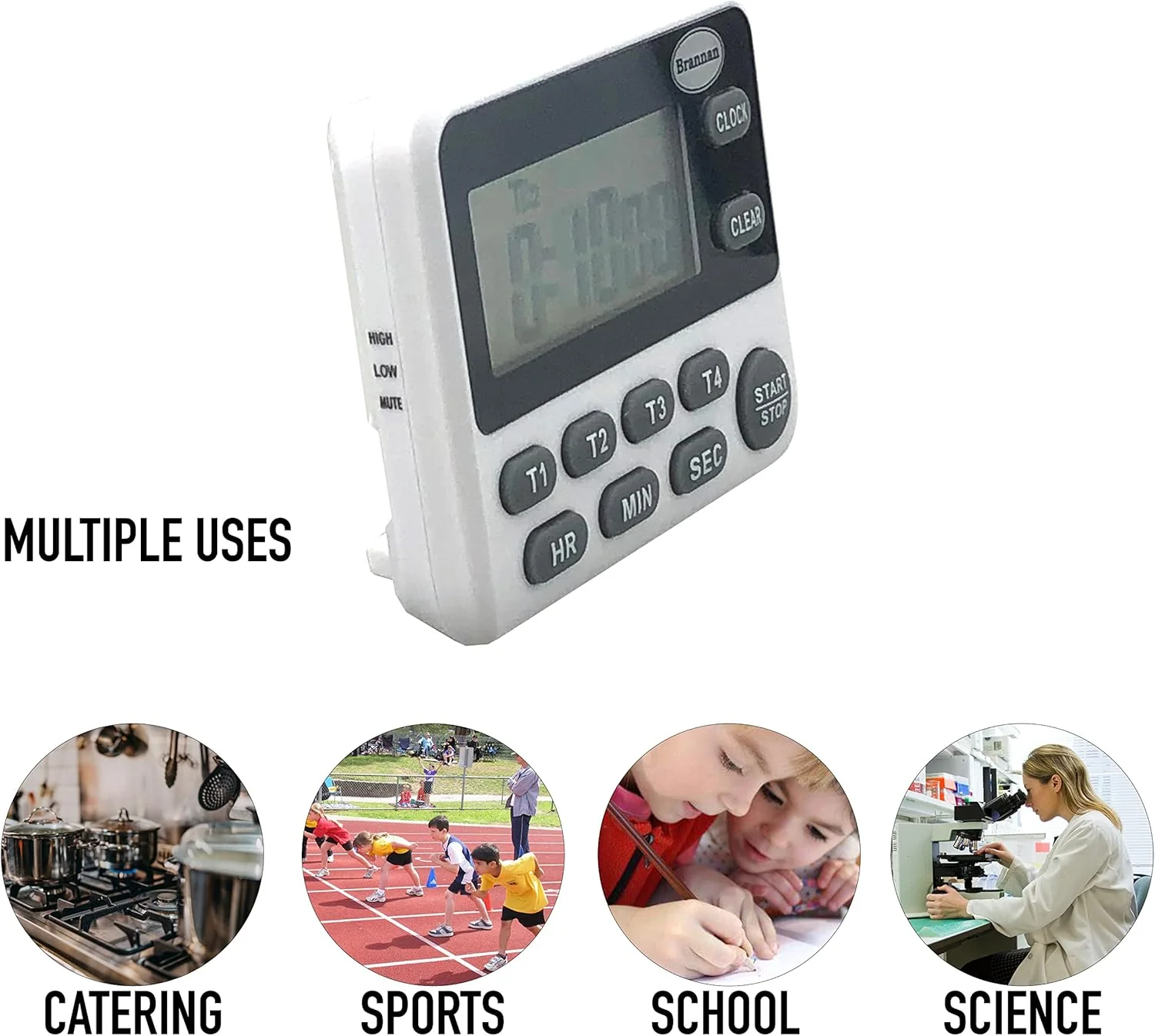 Brannan Digital Kitchen Timer White and Grey Countdown for Cooking Baking NEW - Image 6