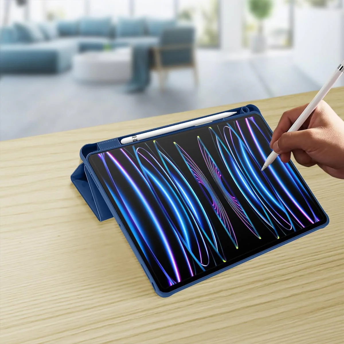 Soft TPU Tablet Case with Pencil Holder for iPad Pro 11 / 11" Navy Blue DEMO - Image 6
