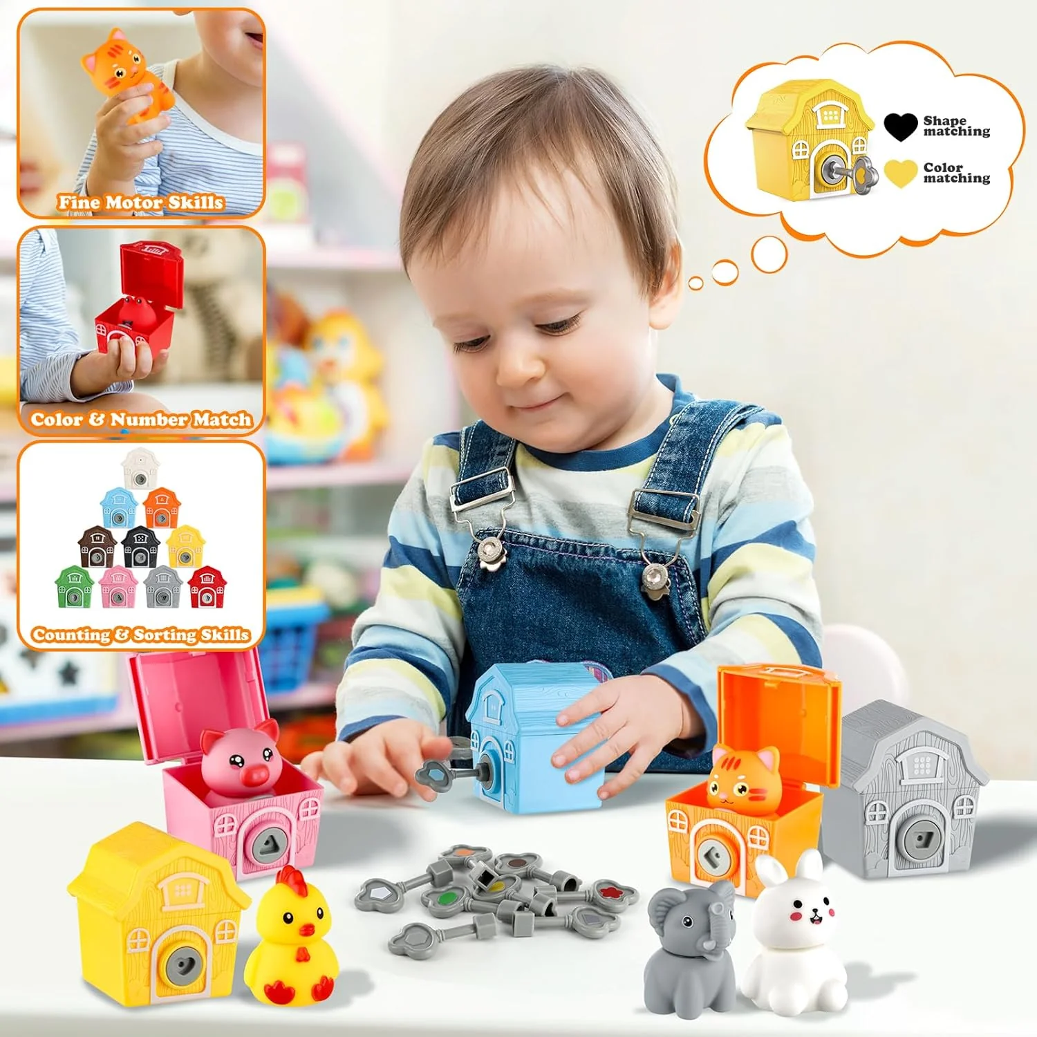 Montessori Farm Animals Sorting & Stacking Toys 10 Piece Multicoloured NEW - Image 2