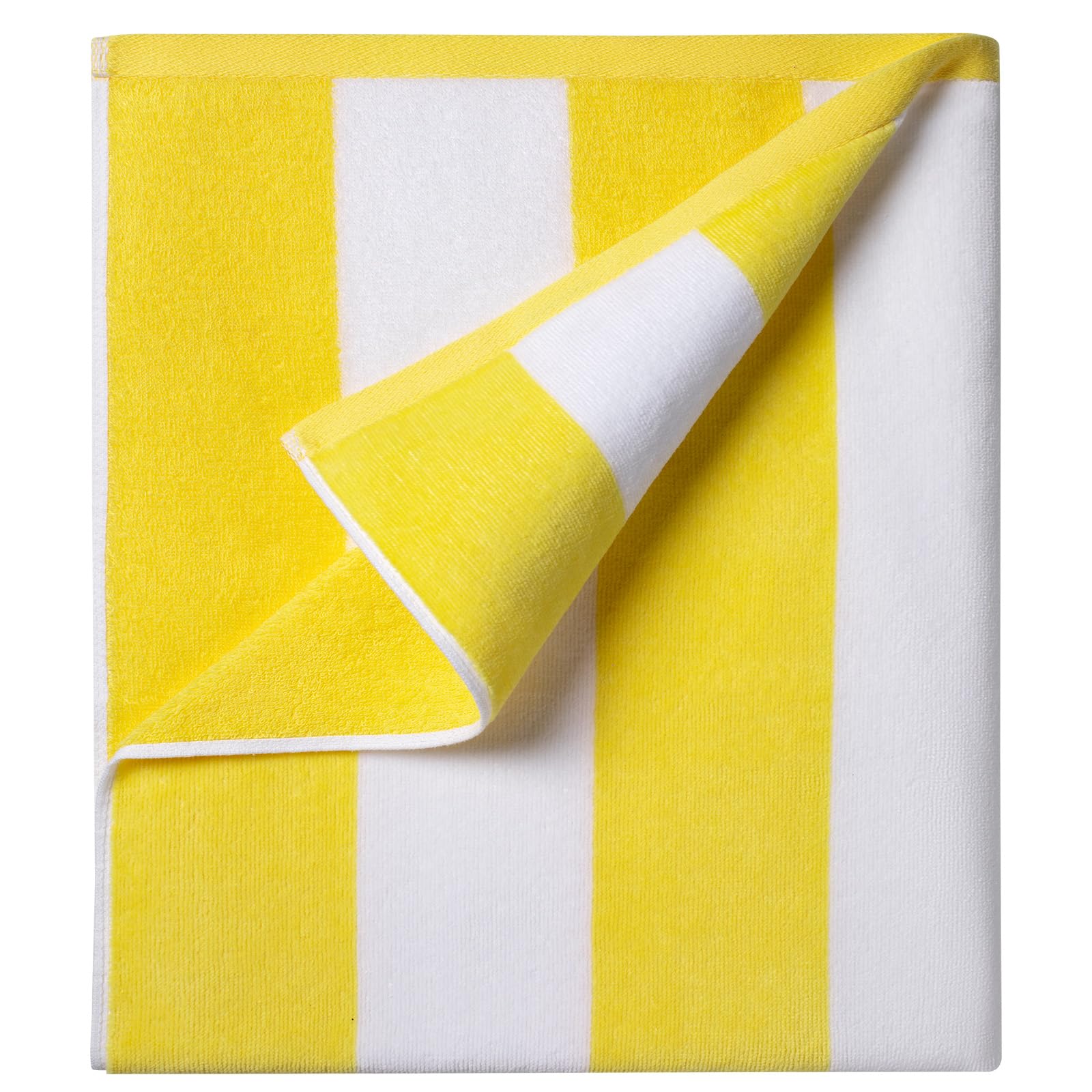 Ouxiaobai Oversized Beach Towel Soft Velour Striped Yellow Size 90 x 180cm NEW