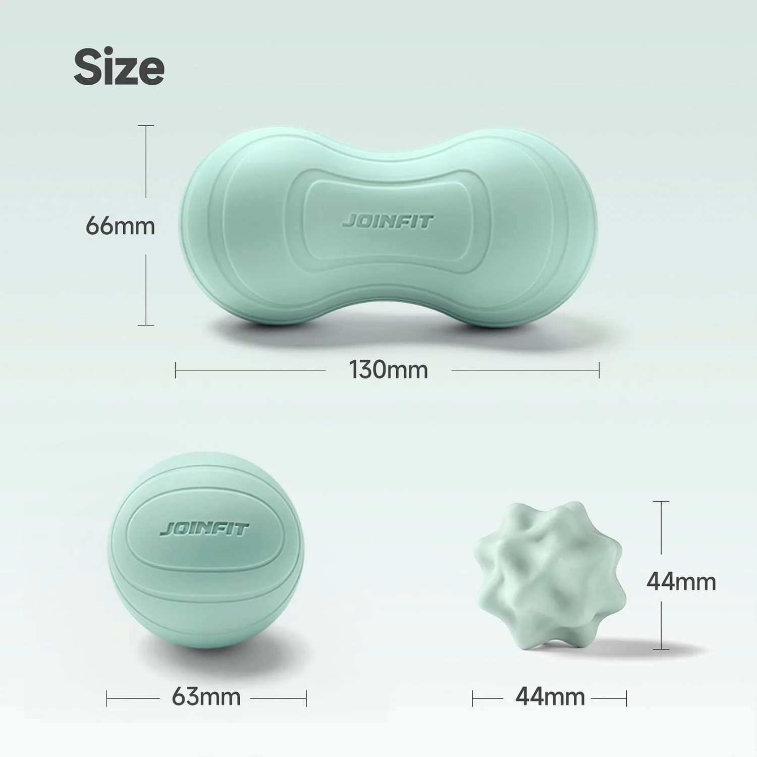 JoinFit Light Blue Massage Therapy Balls Set Spiky Lacrosse Peanut 3pcs NEW - Image 4