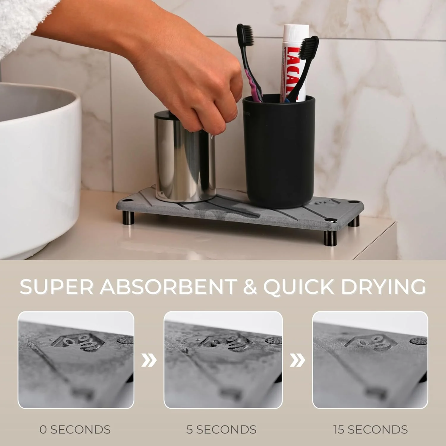Natureva Flow - Graphite Diatomite Sink Caddy Drying Tray Kitchen Storage NEW - Image 2