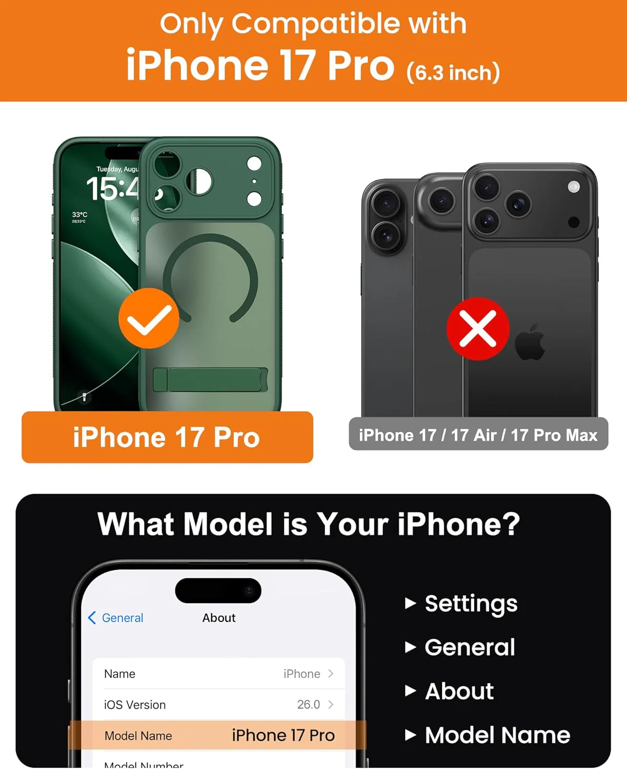 SIXBOX Magnetic Phone Case with Stand Camera Control Green for iPhone 17 Pro NEW - Image 2