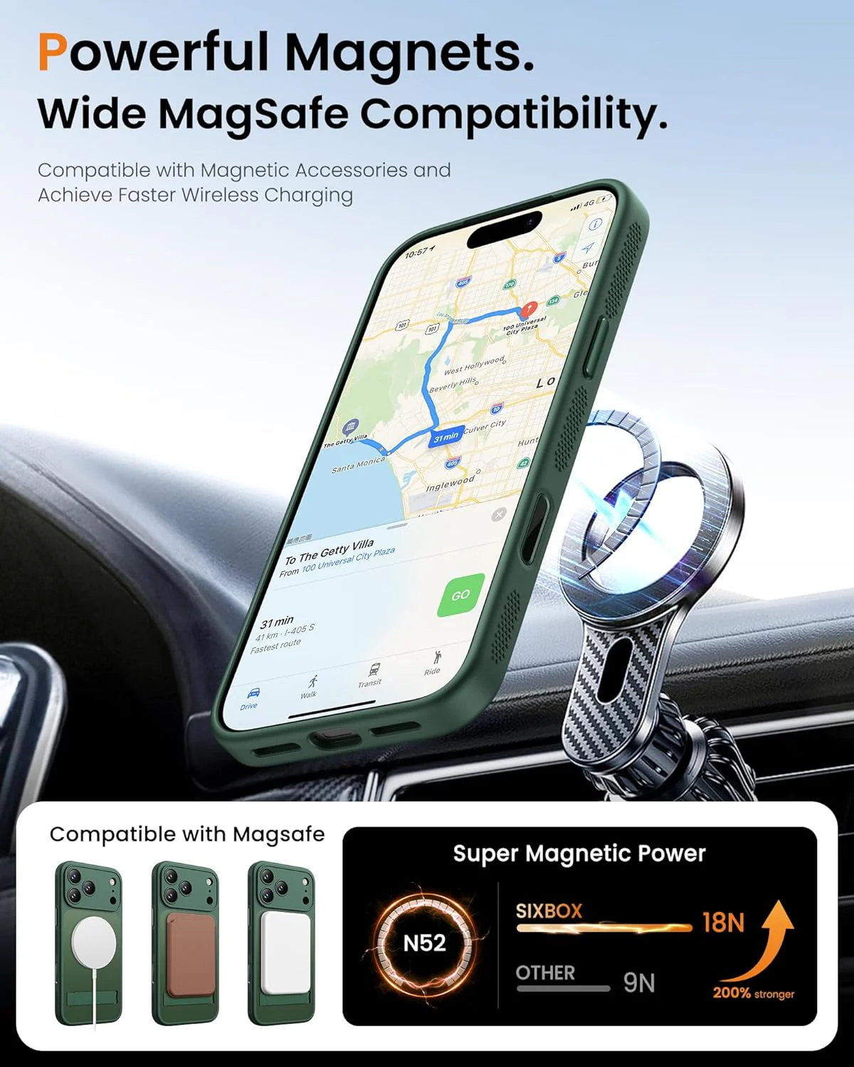 SIXBOX Magnetic Phone Case with Stand Camera Control Green for iPhone 17 Pro NEW - Image 4
