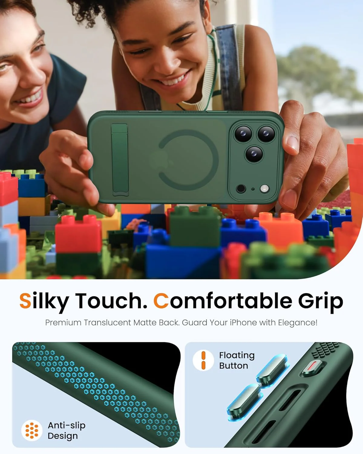SIXBOX Magnetic Phone Case with Stand Camera Control Green for iPhone 17 Pro NEW - Image 6