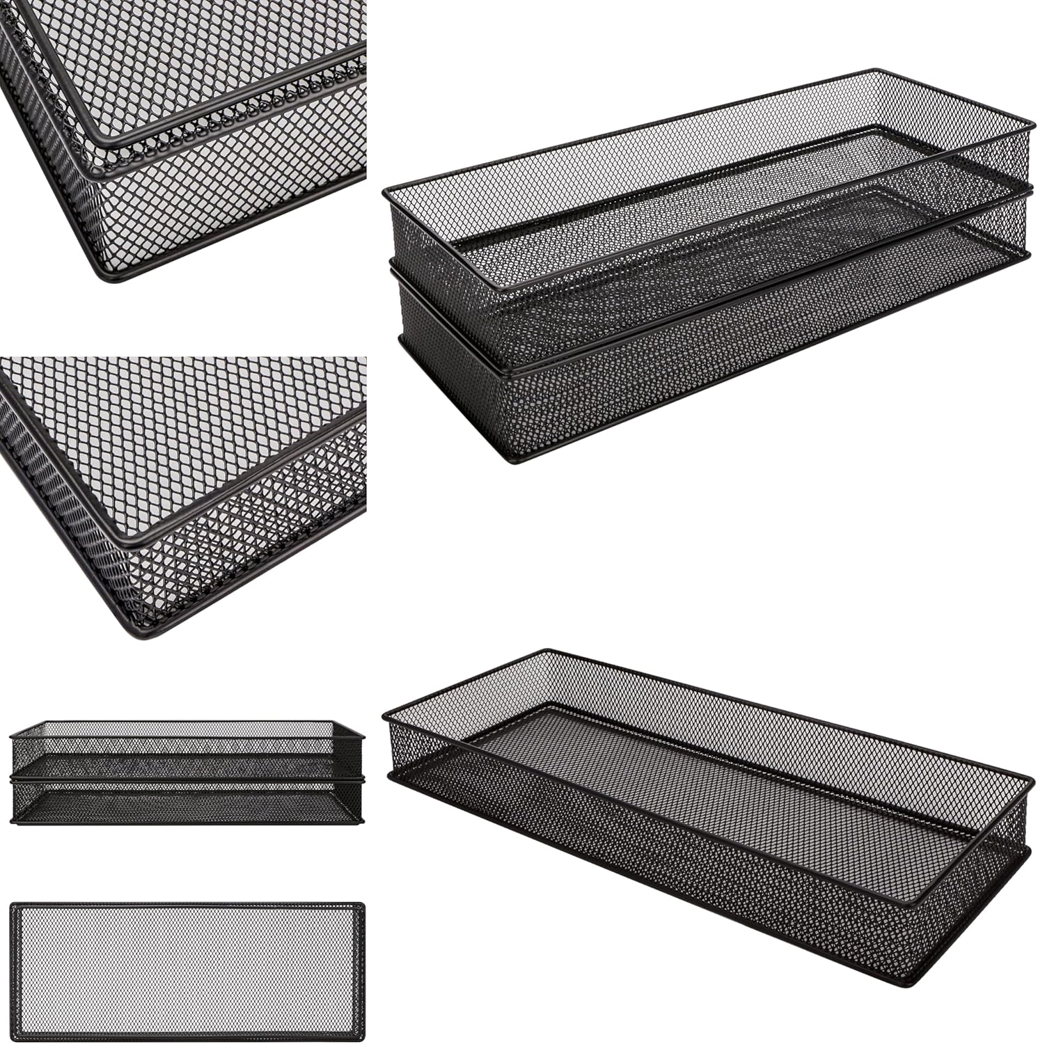 Annova Black Open Storage Bins Mesh Drawer Cabinet Shelf Organizer Basket NEW - Image 3