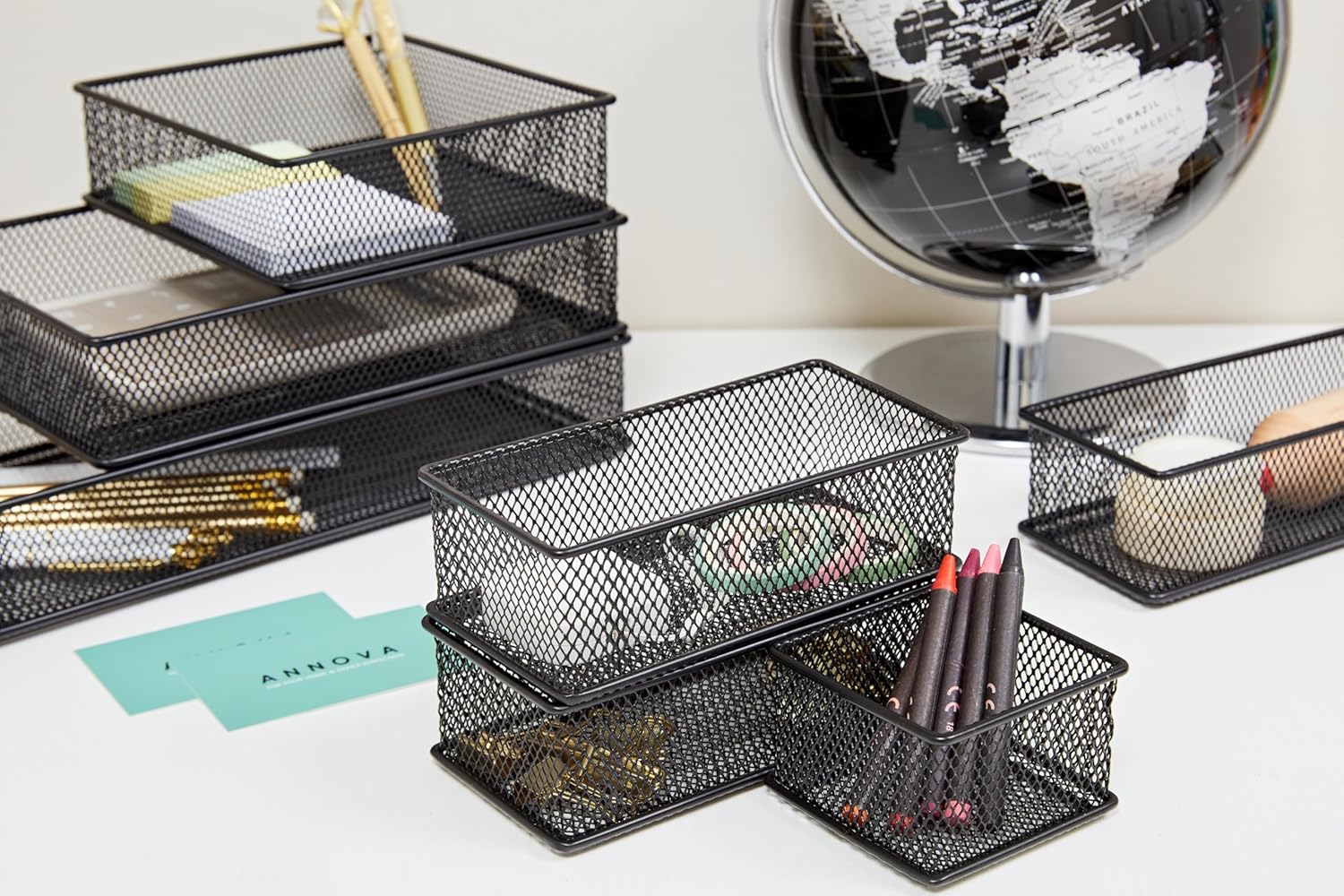 Annova Black Open Storage Bins Mesh Drawer Cabinet Shelf Organizer Basket NEW - Image 8
