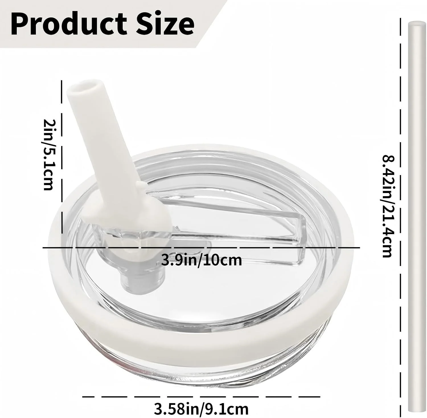 40oz White Tumblers with Detachable Flip Straw Lid, Set of 2 Size 40oz NEW - Image 6
