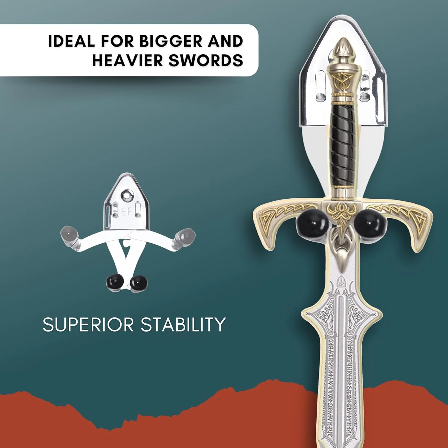 Eco-Fused Vertical Sword Mount Dagger Display Wall Hanger Adjustable 2 Pack NEW - Image 4