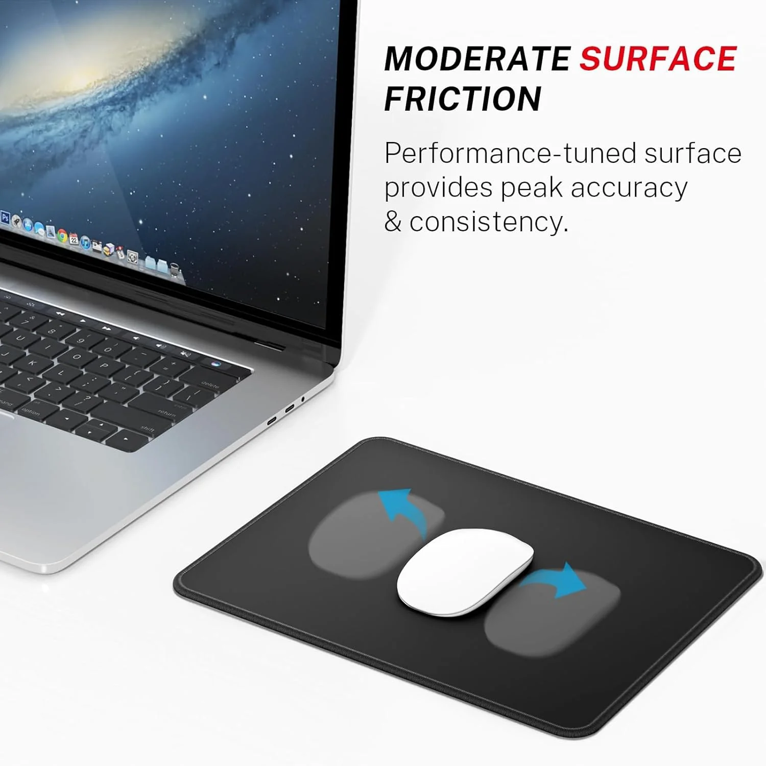 Comfortable Non-Slip Black Mouse Pad 21x26cm for Home Office Desk Accessory NEW - Image 2