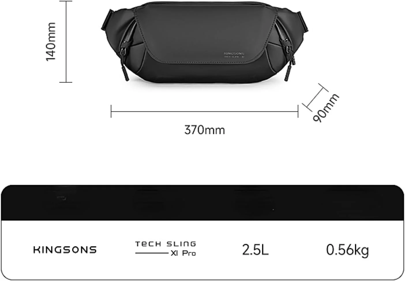 Kingsons Unisex Shoulder Bag 2.5L Crossbody Sling Versatile Travel Size 2.5L NEW - Image 4