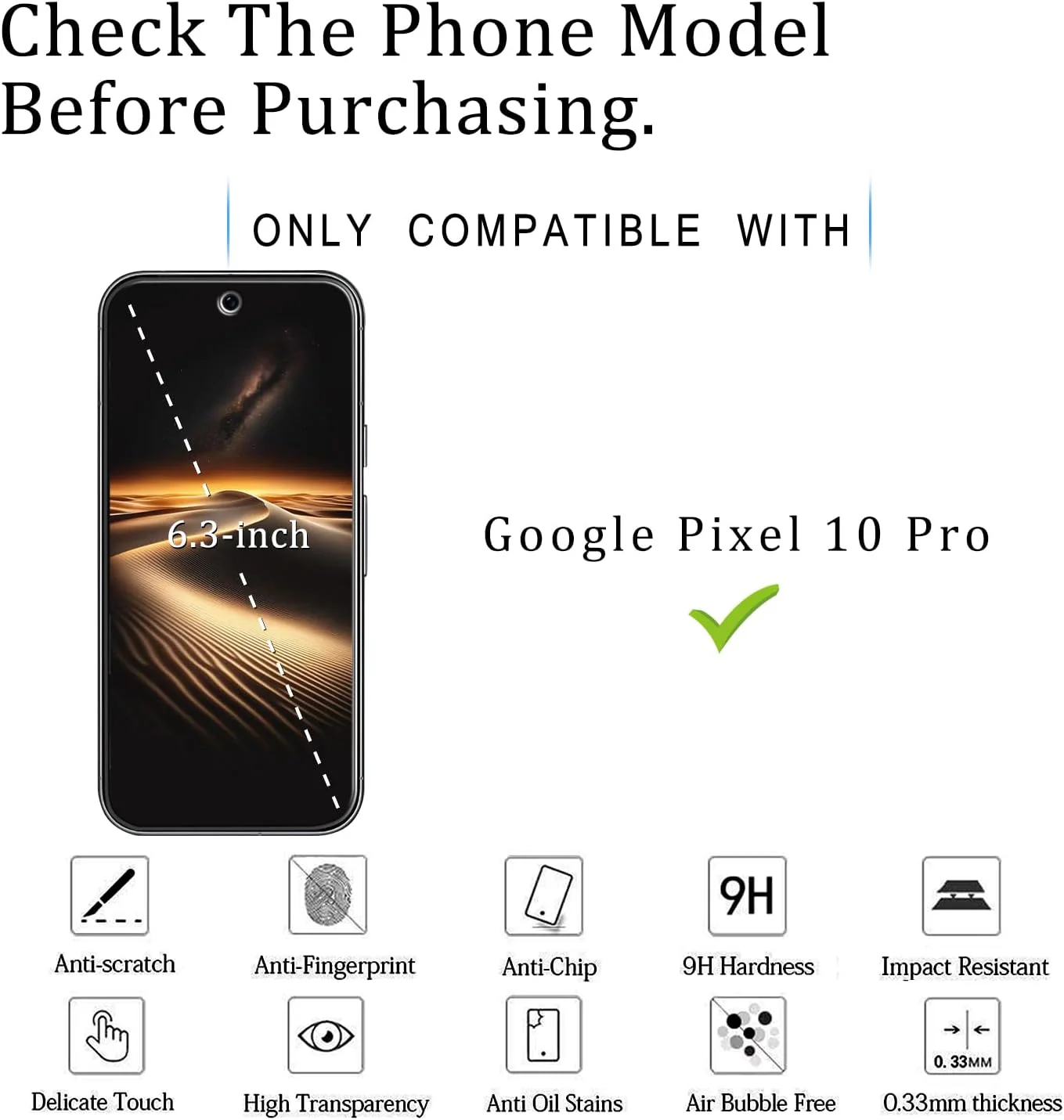 KATIN Clear Tempered Glass Screen Protector for Google Pixel 10 Pro Phone NEW - Image 2