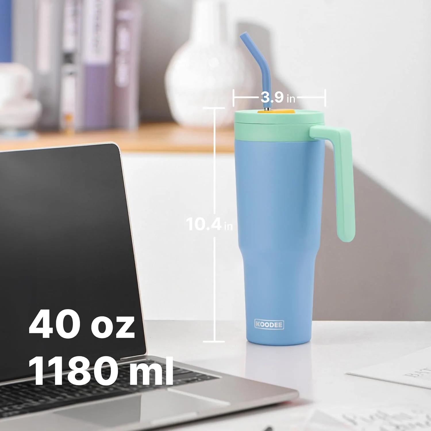 koodee 40oz Tumblers Vacuum Insulated Stainless Steel Tumbler with Straw NEW - Image 5