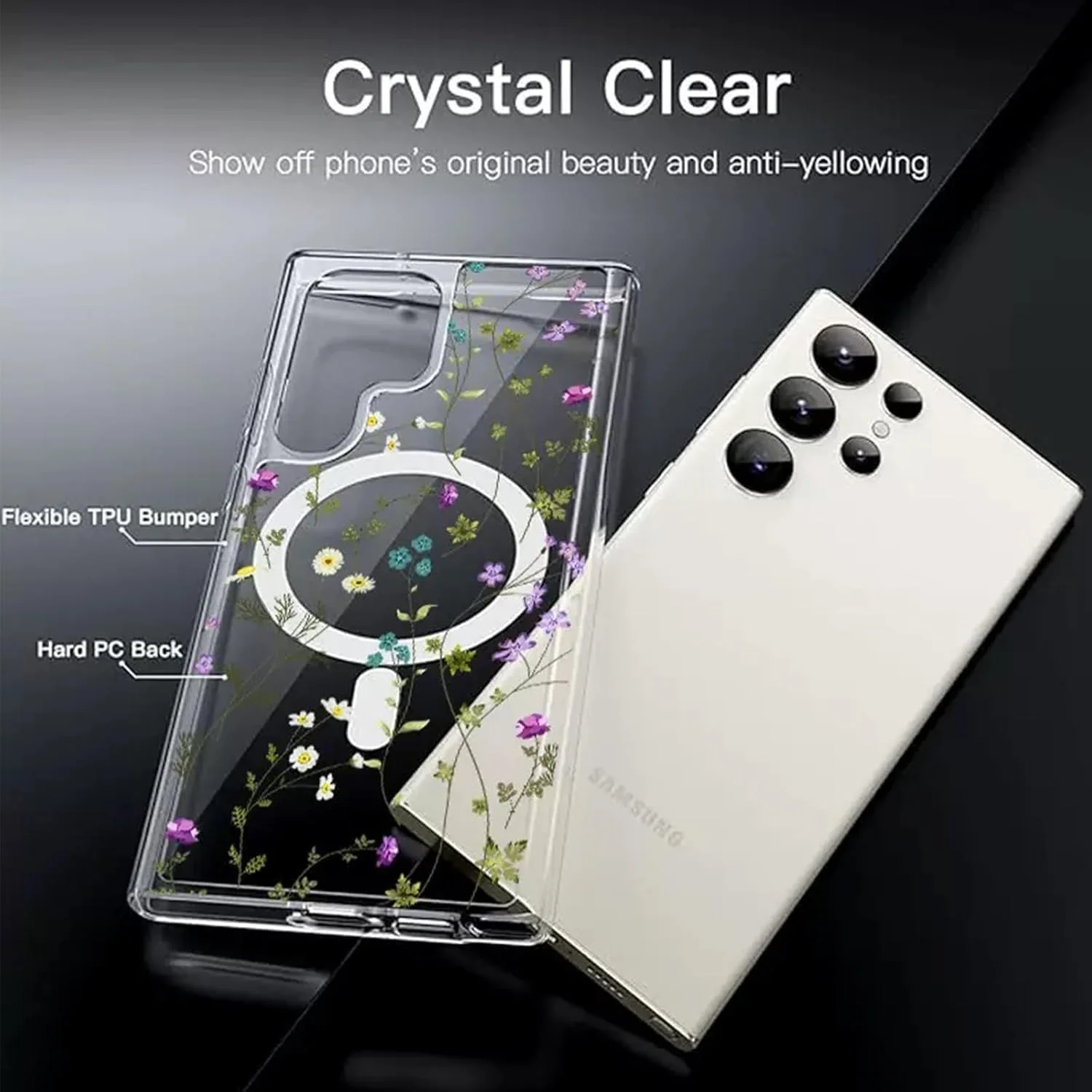 Stylish Clear Floral Phone Case for Samsung Galaxy S24 Ultra DEMO - Image 2