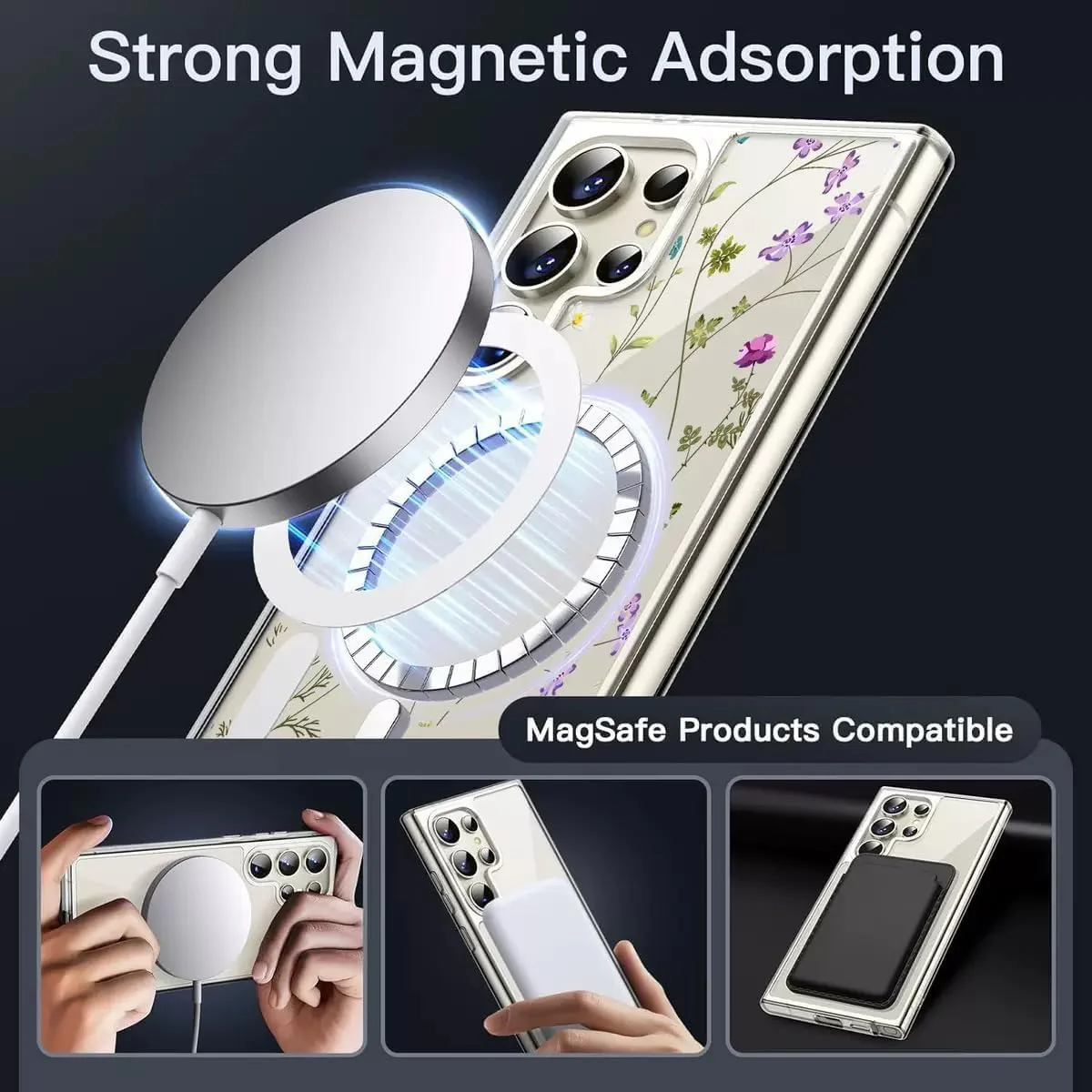 Stylish Clear Floral Phone Case for Samsung Galaxy S24 Ultra DEMO - Image 3