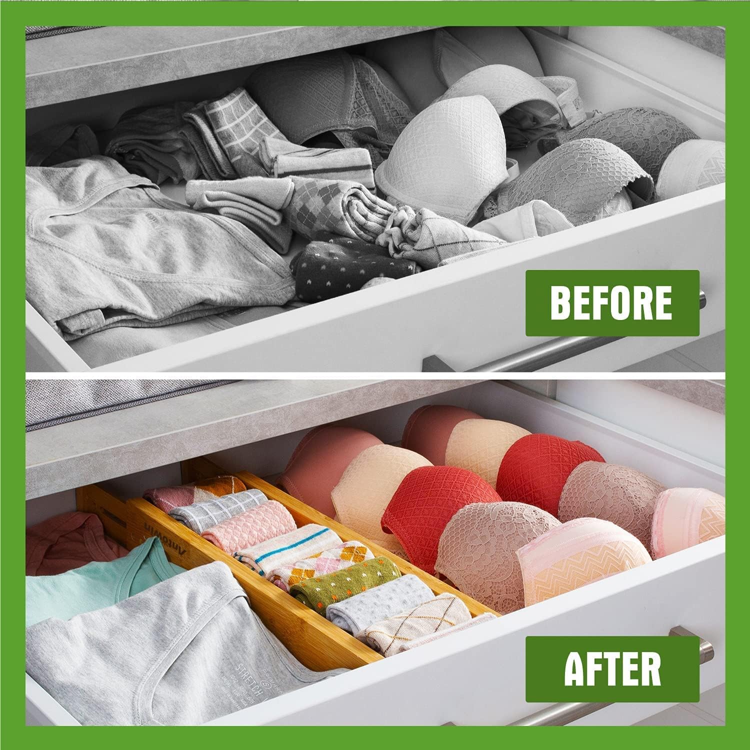 ANTOWIN Expandable Bamboo Drawer Dividers Organizer Kitchen Storage DEMO - Image 5