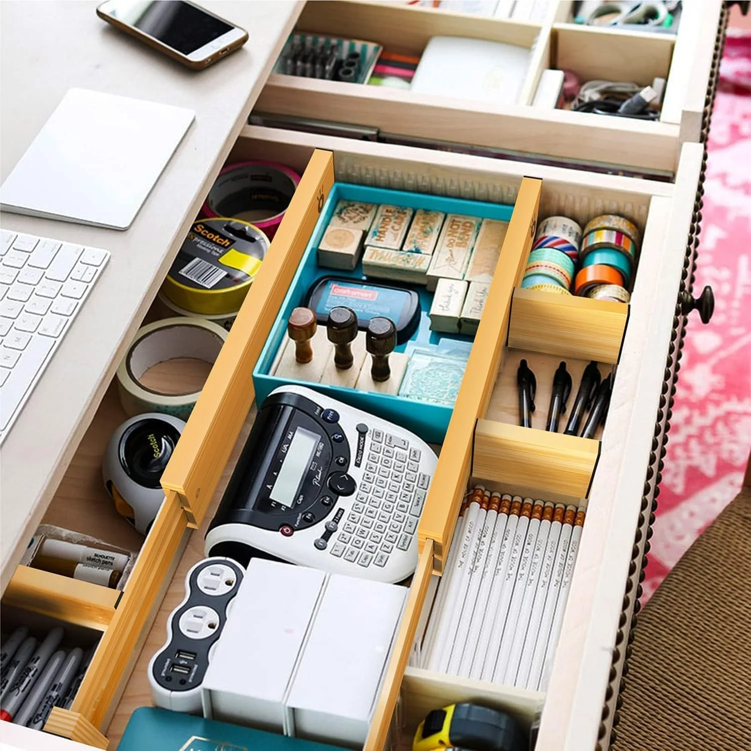 ANTOWIN Expandable Bamboo Drawer Dividers Organizer Kitchen Storage DEMO - Image 7