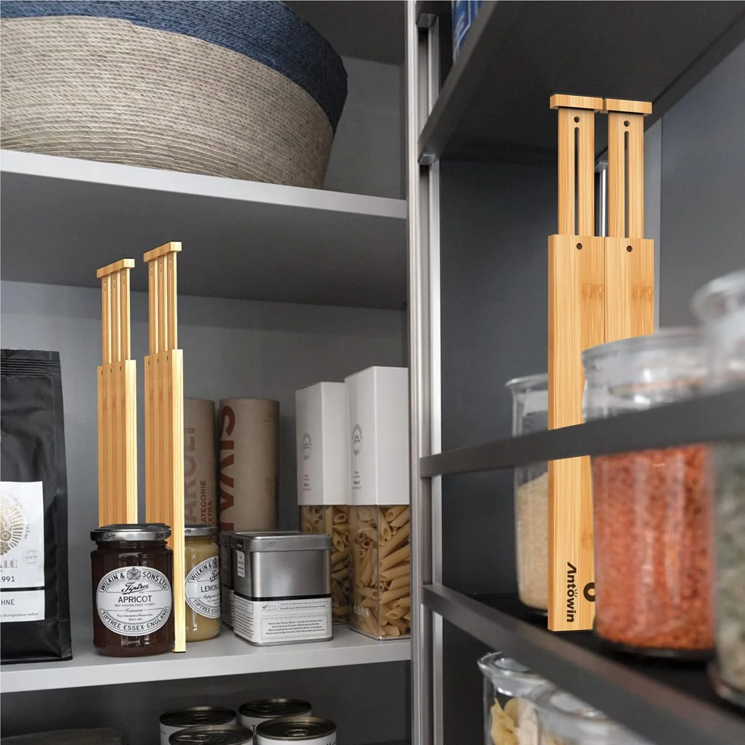 ANTOWIN Expandable Bamboo Drawer Dividers Organizer Kitchen Storage DEMO - Image 8