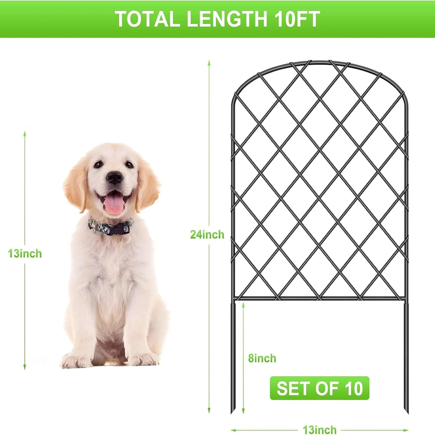 Decorative 24"x13" Outdoor Metal Garden Fence Border Barrier in Black Size NEW - Image 4