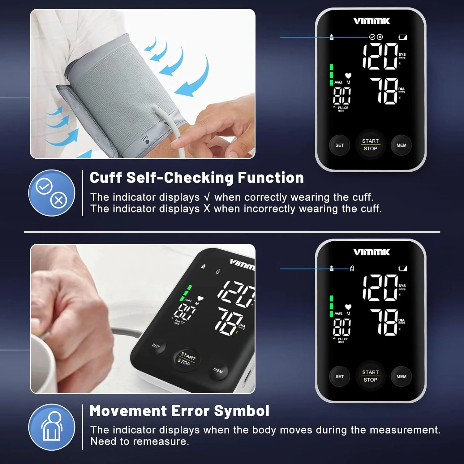Vimmk Upper Arm Blood Pressure Monitor Home Use Accurate Digital Device NEW - Image 8