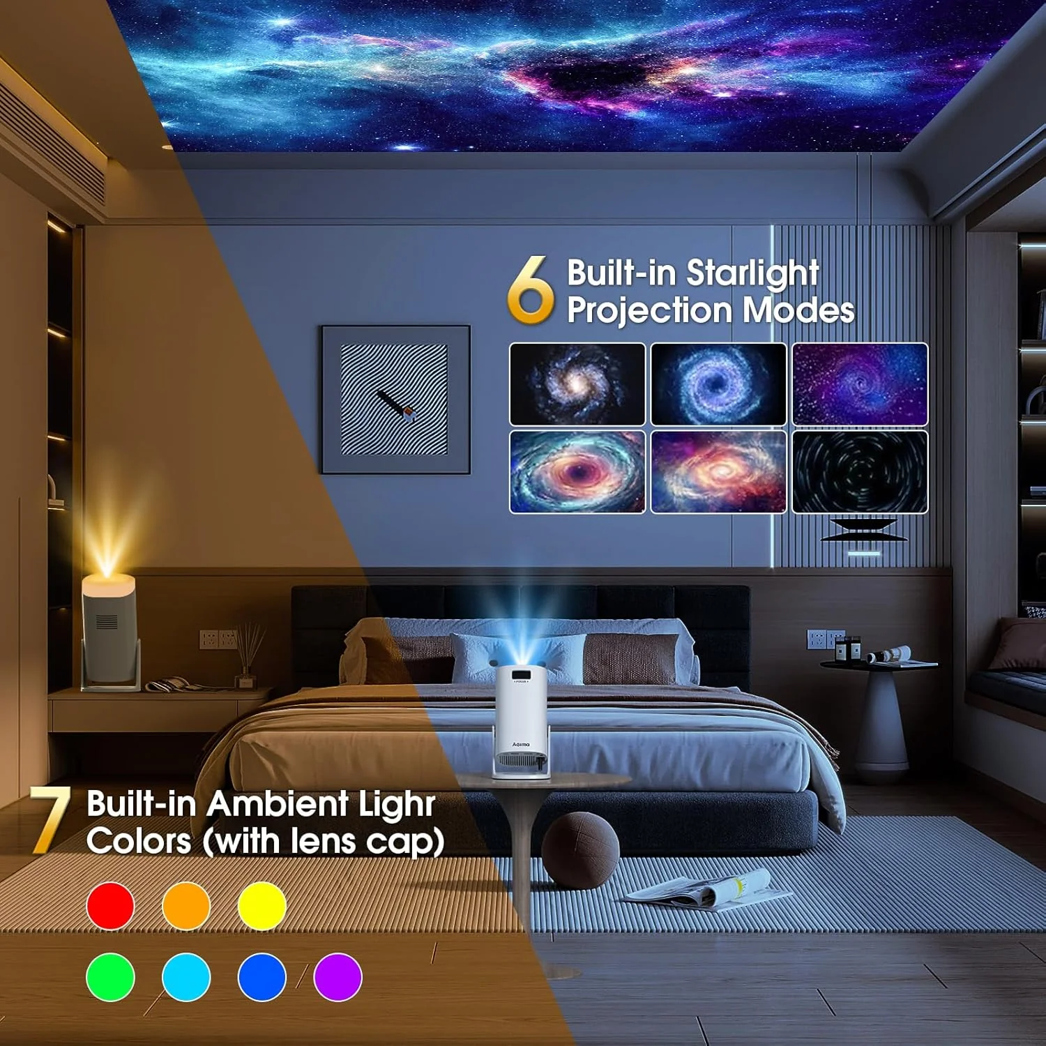 AGIMA Wireless Projectors 1080P Projector with WiFi & Bluetooth, Lower Noise, - Image 8
