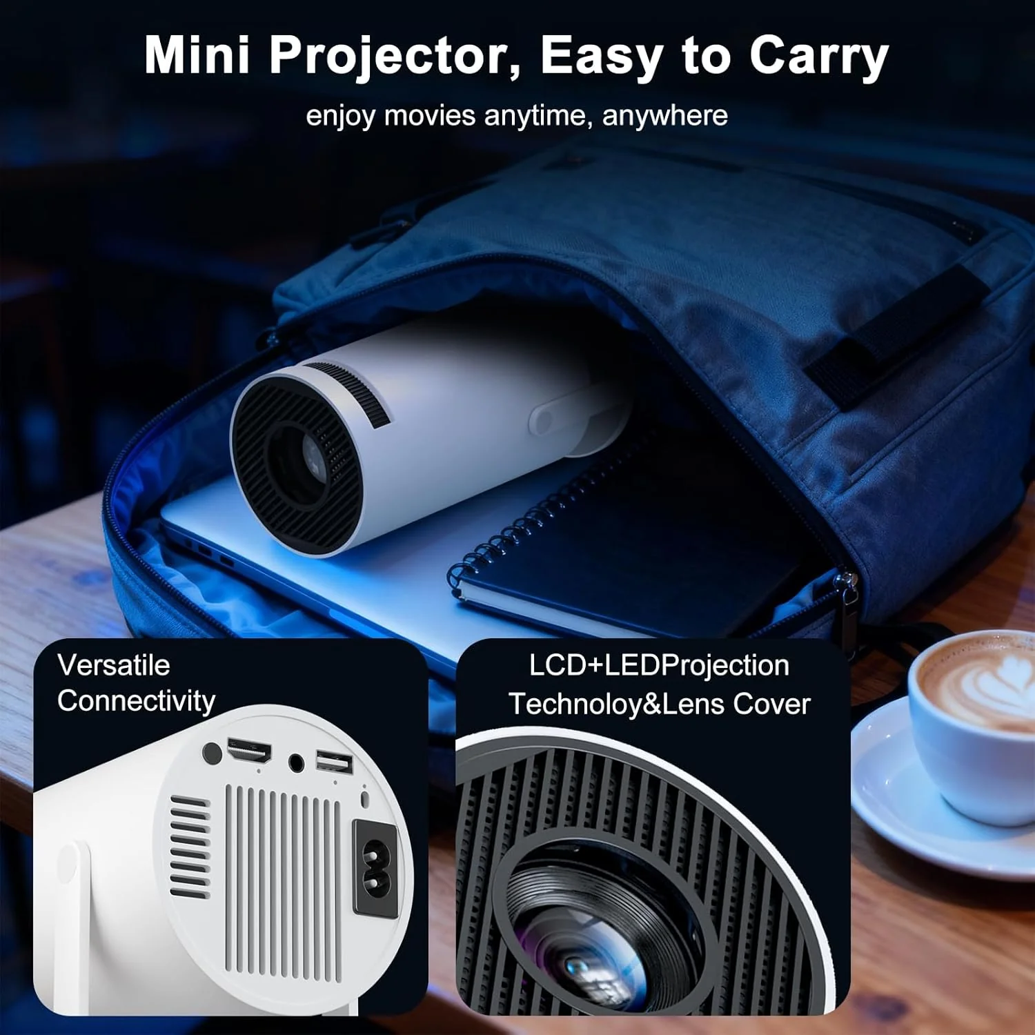 1080P Mini Projectors Projector with Auto Keystone Correction for Home Theater - Image 8